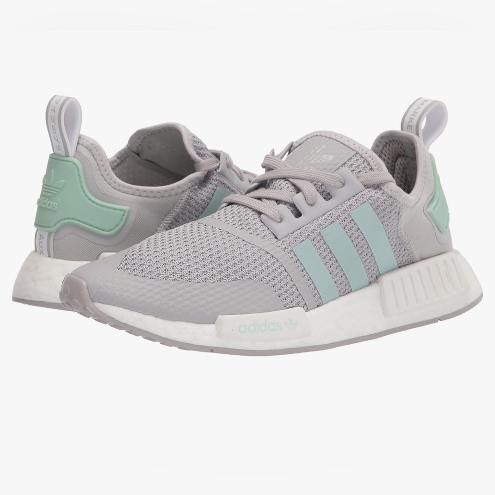 adidas Originals Men's NMD_R1 Legacy Sneaker, Grey/Blush Green/White, size 8 men